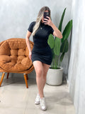 Vestido Curto em Suplex Manga Curta com Gola Tais Ref. 1785